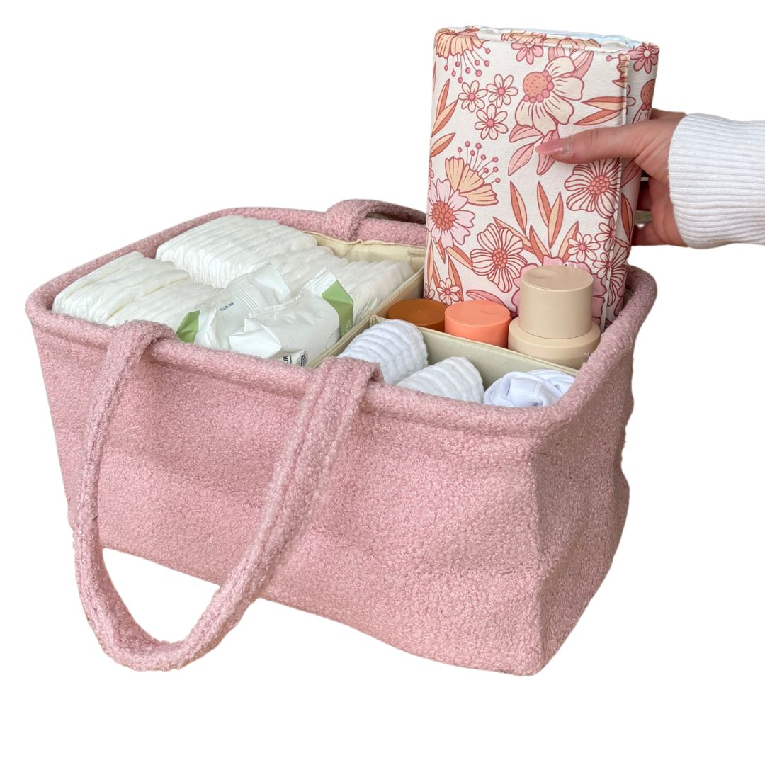 Bouclé Teddy Nappy Caddy - Blush