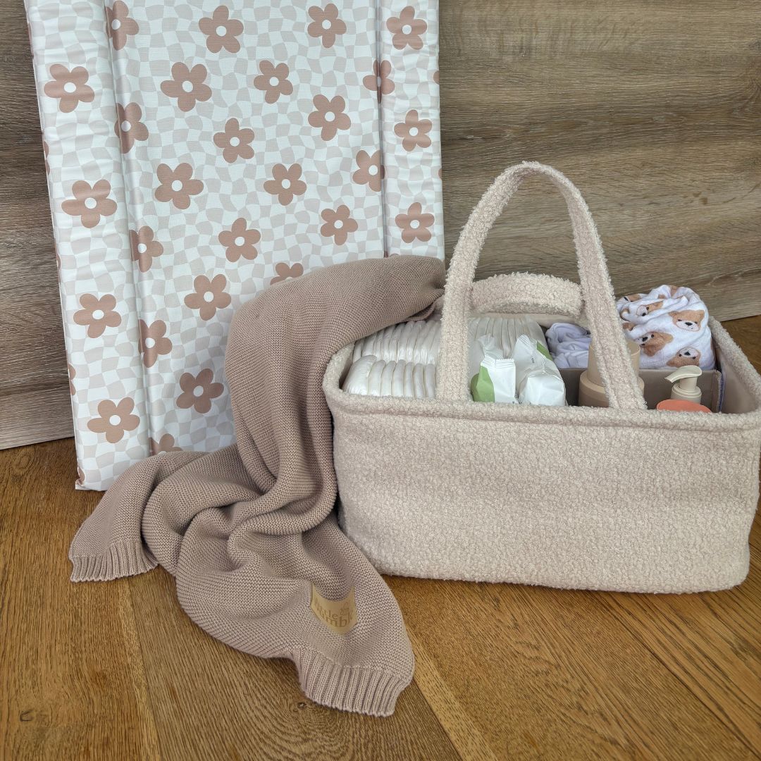 Bouclé Teddy Nappy Caddy - Cream