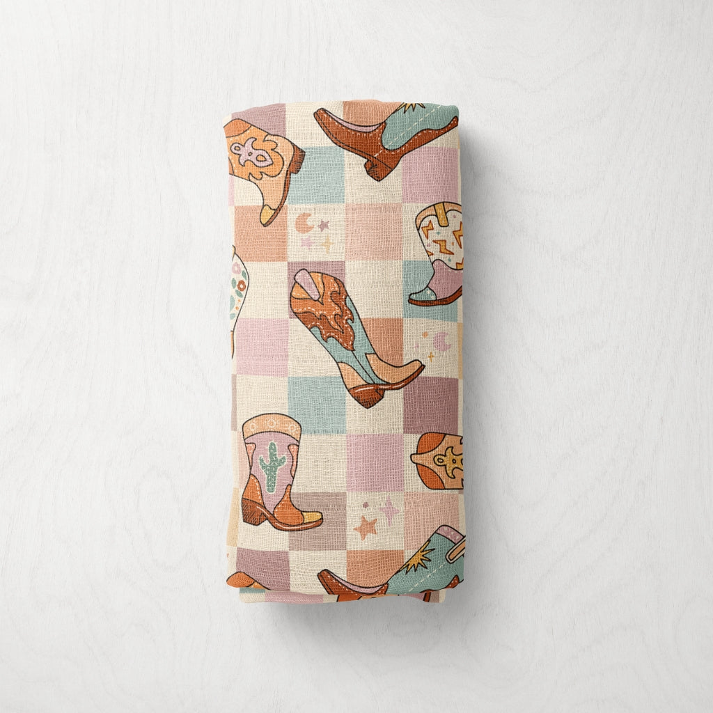 Bamboo Muslin Swaddle - These Boots Were Made For Walking