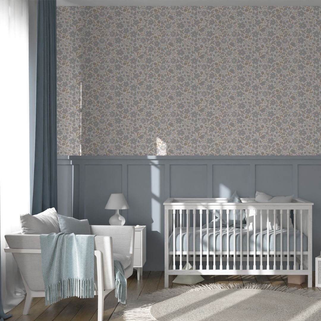 Wallpaper - Vintage Blue Floral