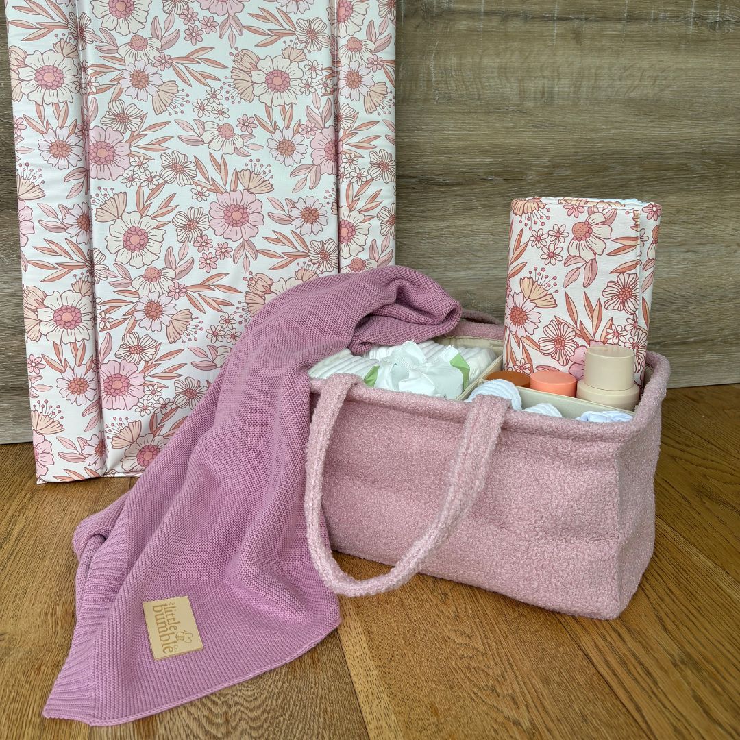 Bouclé Teddy Nappy Caddy - Blush