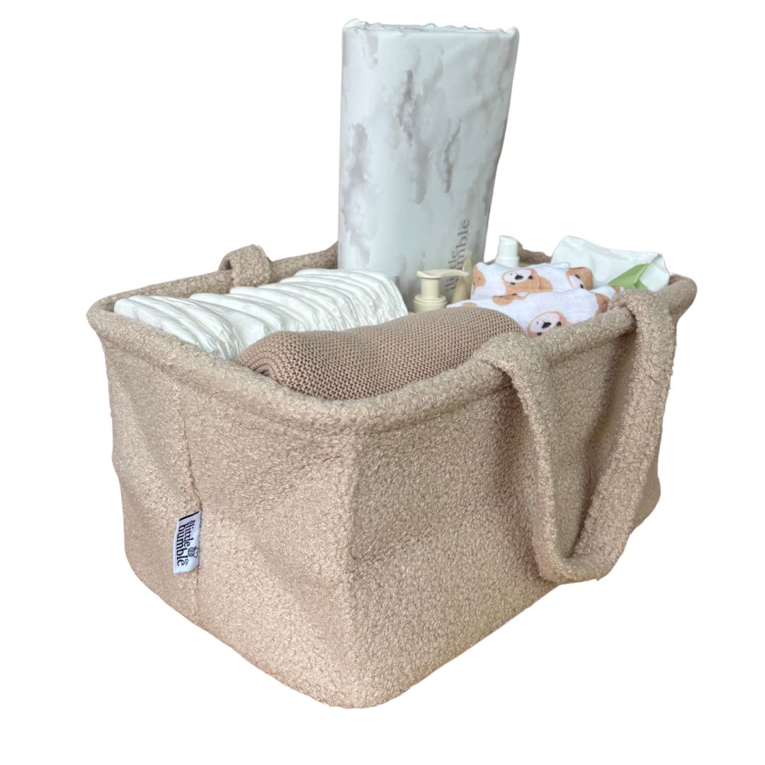 Bouclé Teddy Nappy Caddy - Biscuit