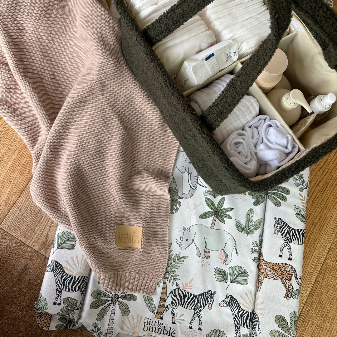 Bouclé Teddy Nappy Caddy - Khaki