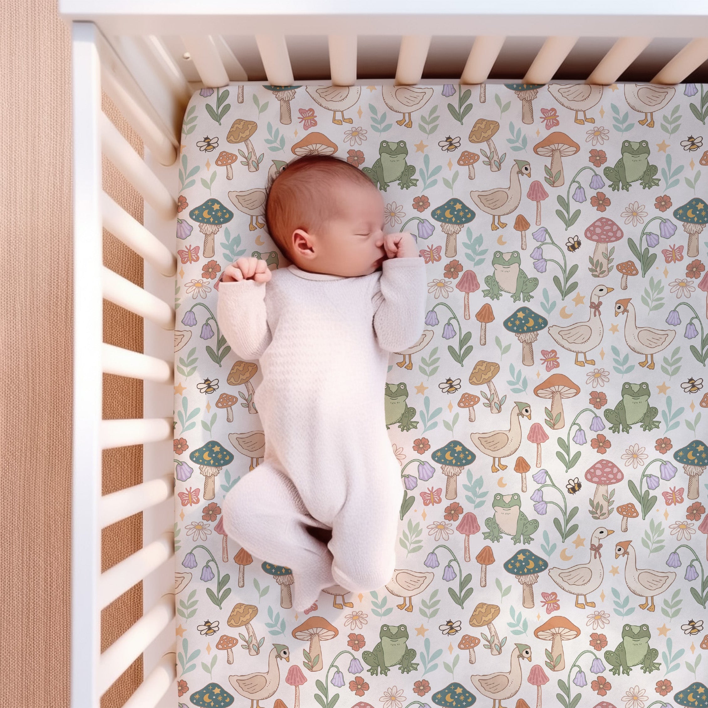 Supersoft Fitted Cot Sheet - Meadow Friends