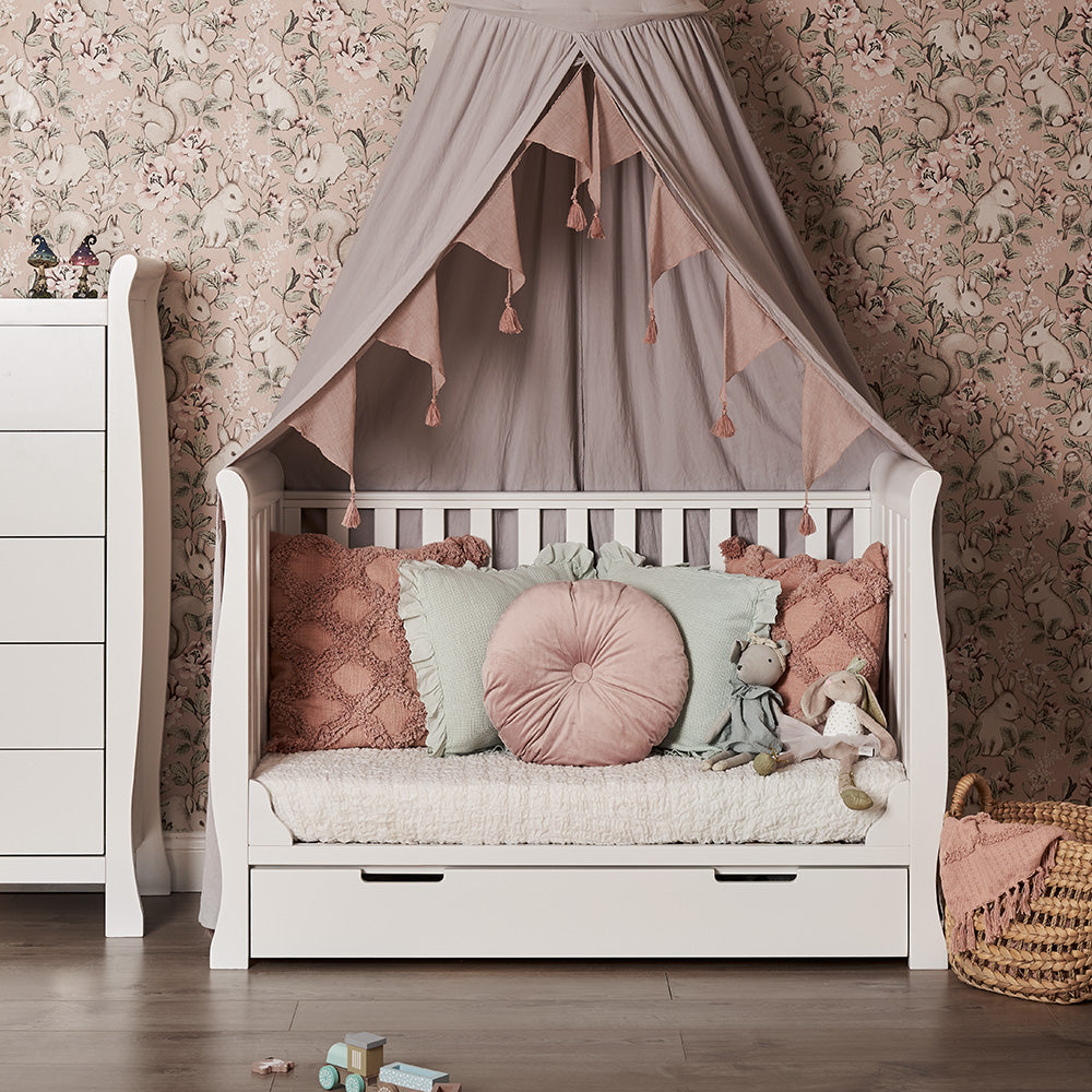 Stamford Mini Sleigh Cot Bed - White
