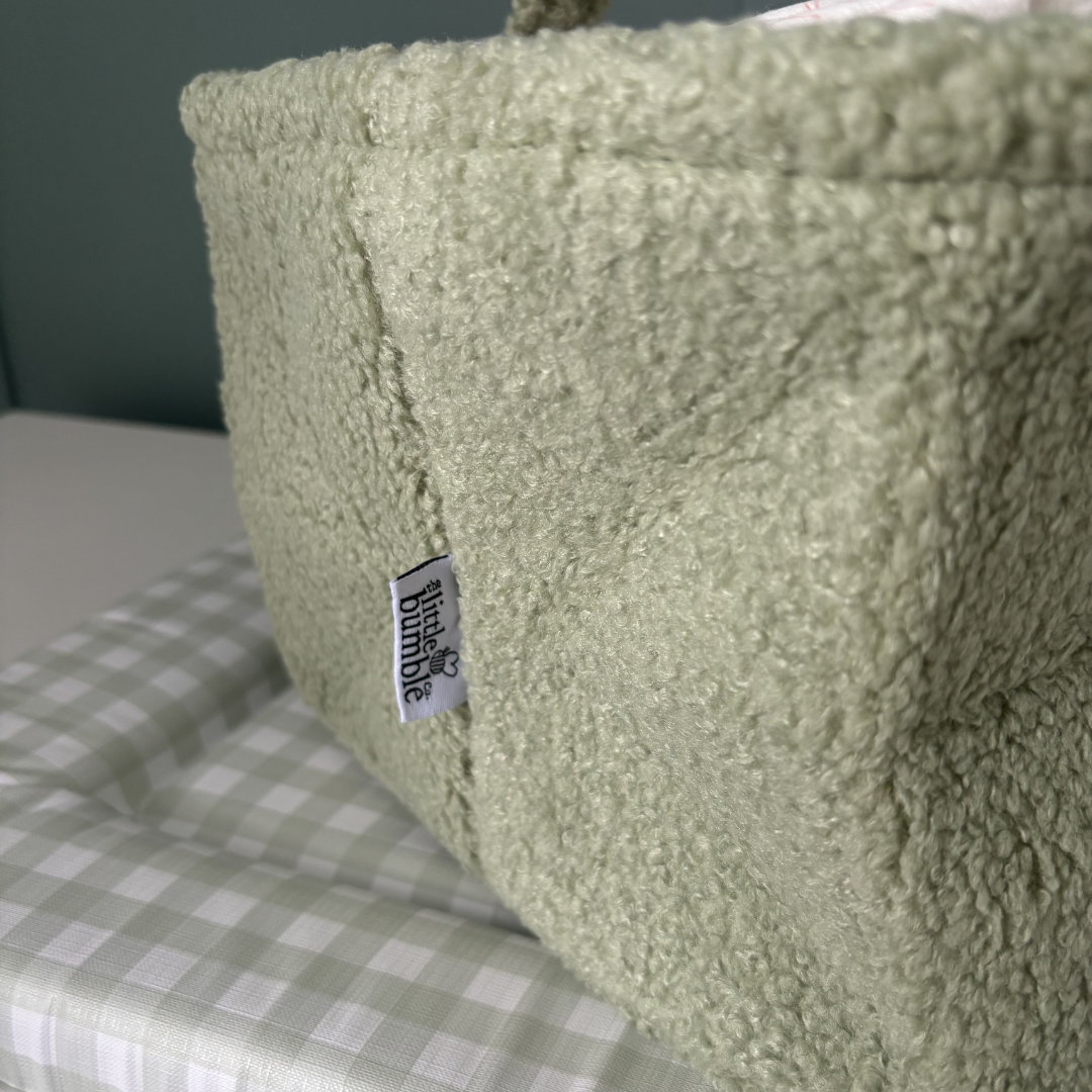 Bouclé Teddy Nappy Caddy - Sage