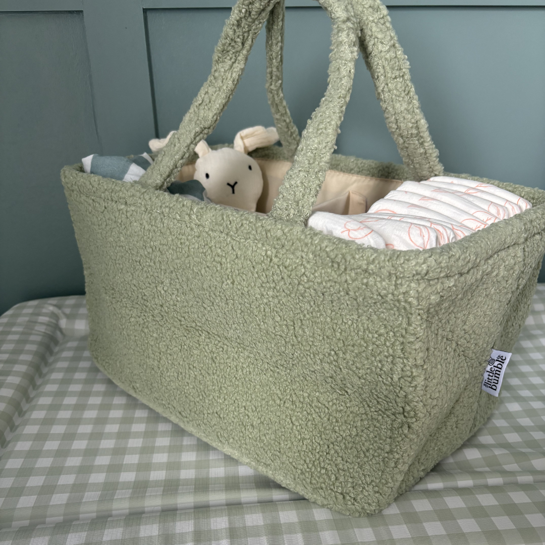 Bouclé Teddy Nappy Caddy - Sage