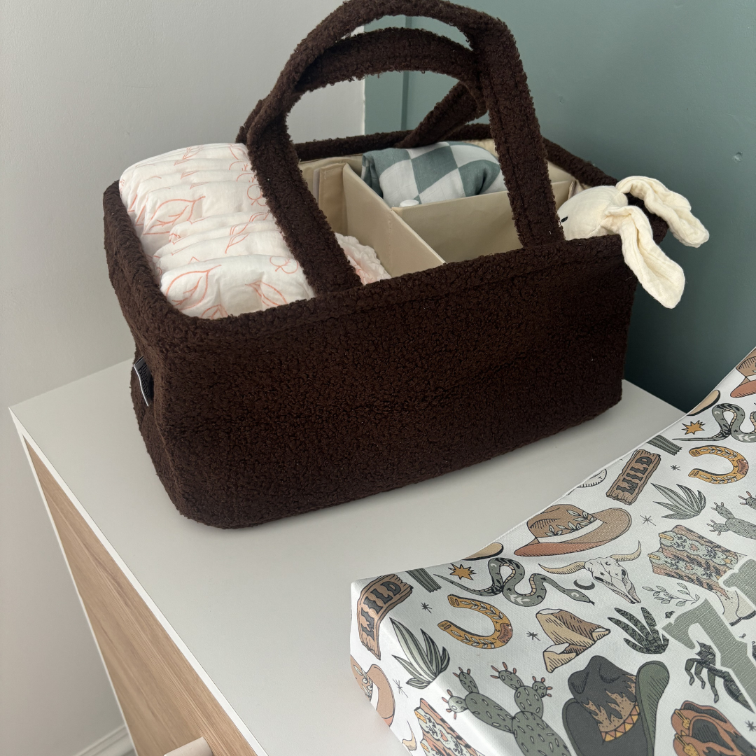 Bouclé Teddy Nappy Caddy - Cocoa
