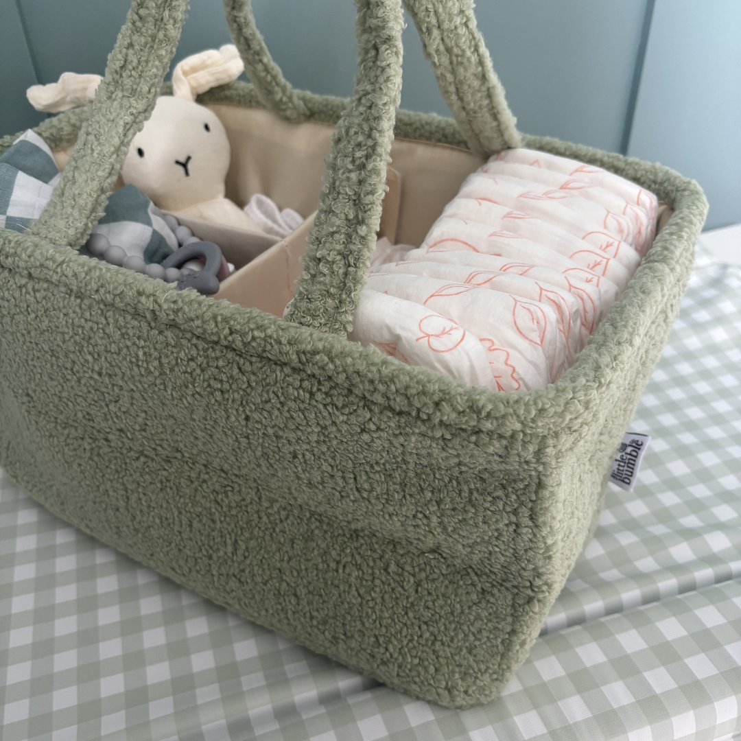 Bouclé Teddy Nappy Caddy - Sage