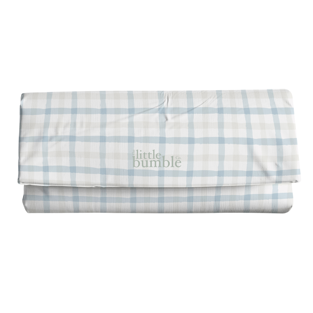 Travel Changing Mat - Blue Beige Plaid
