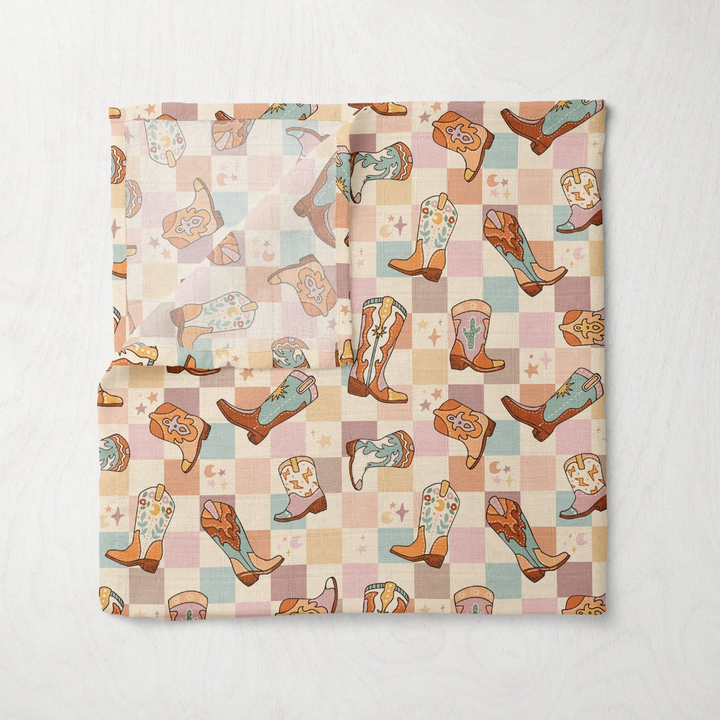 Bamboo Muslin Swaddle - These Boots Were Made For Walking