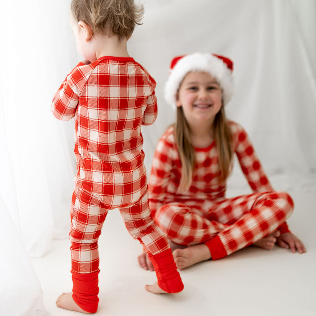Red Plaid Zip Sleepsuit