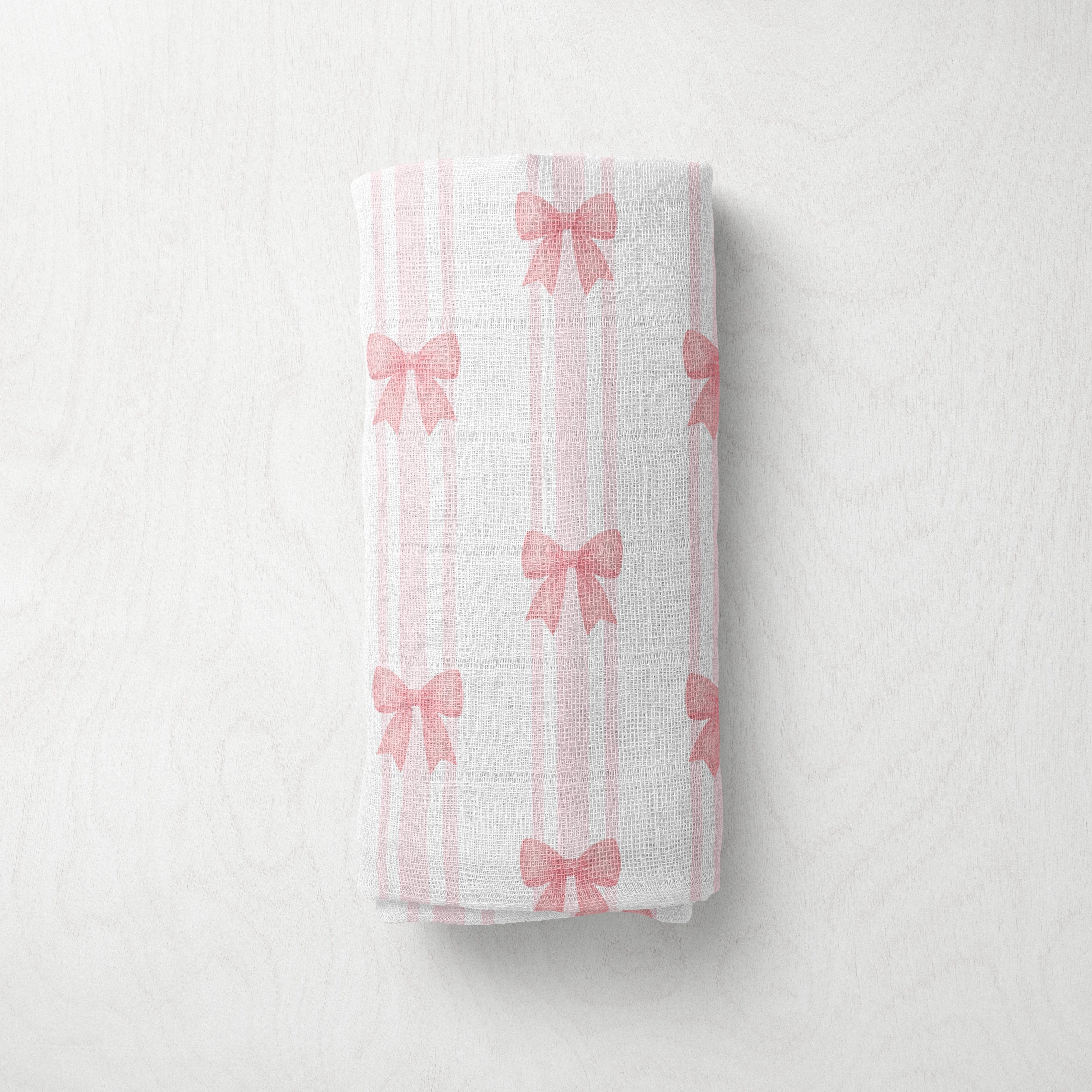 Bamboo Muslin Swaddle - Pink bows