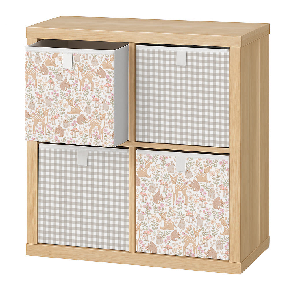 Cube Storage Box - Greige Gingham