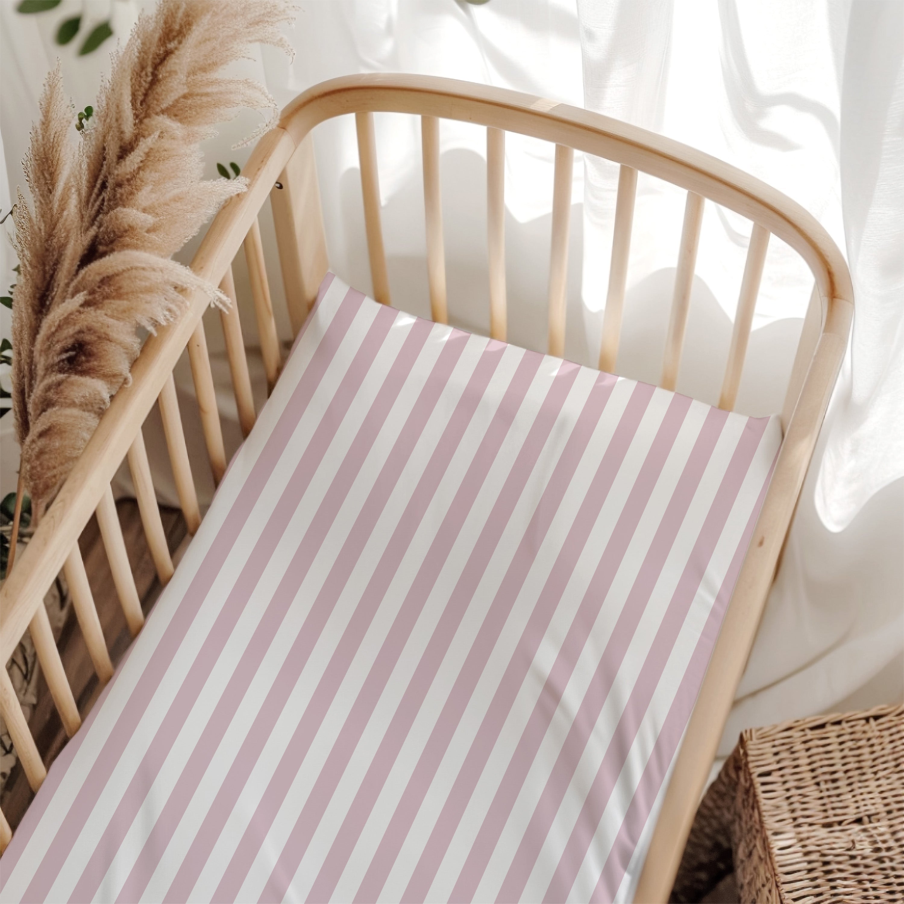 Supersoft Fitted Bedside Crib Sheet - Pink Stripe
