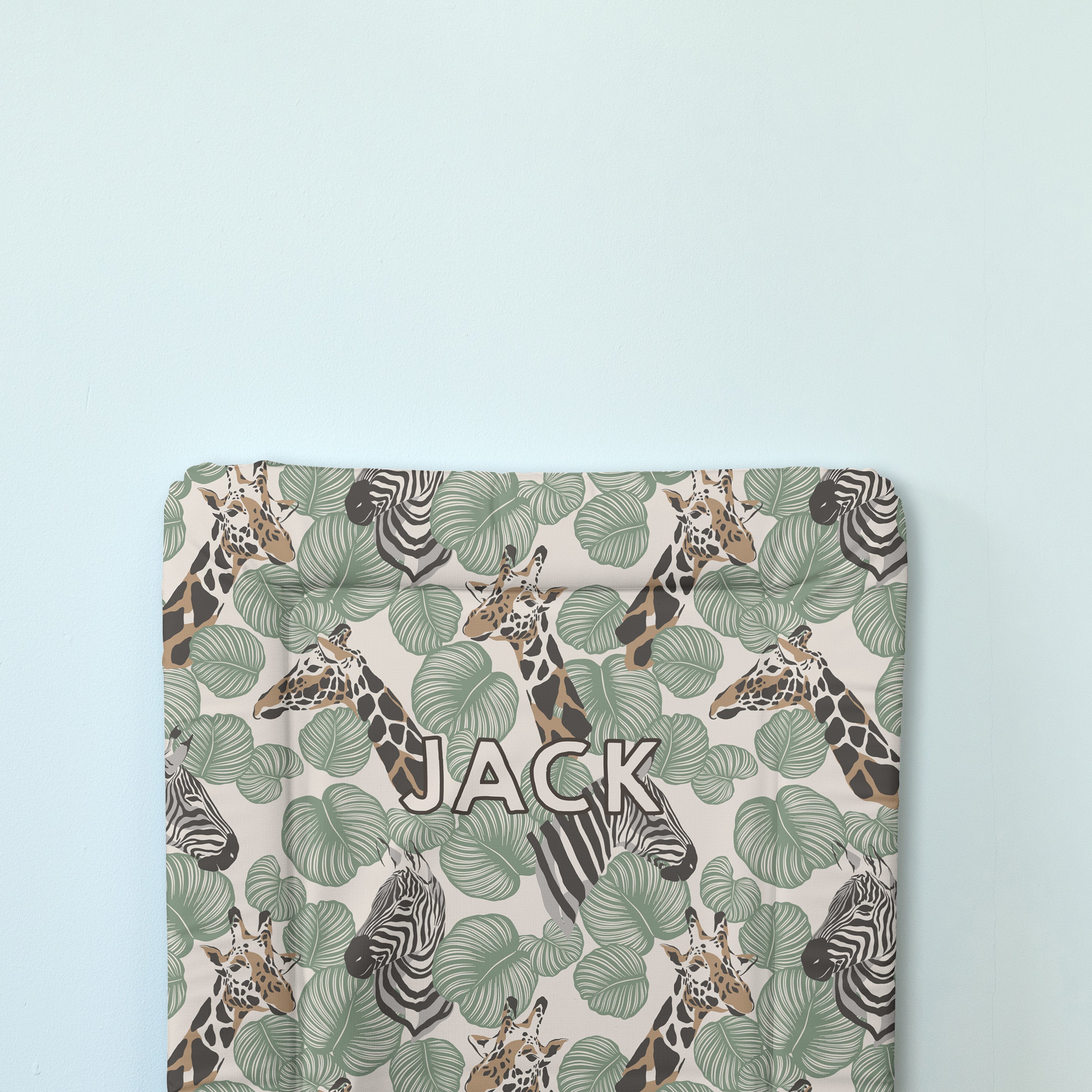 Personalised Classic Changing Mat - Green Safari
