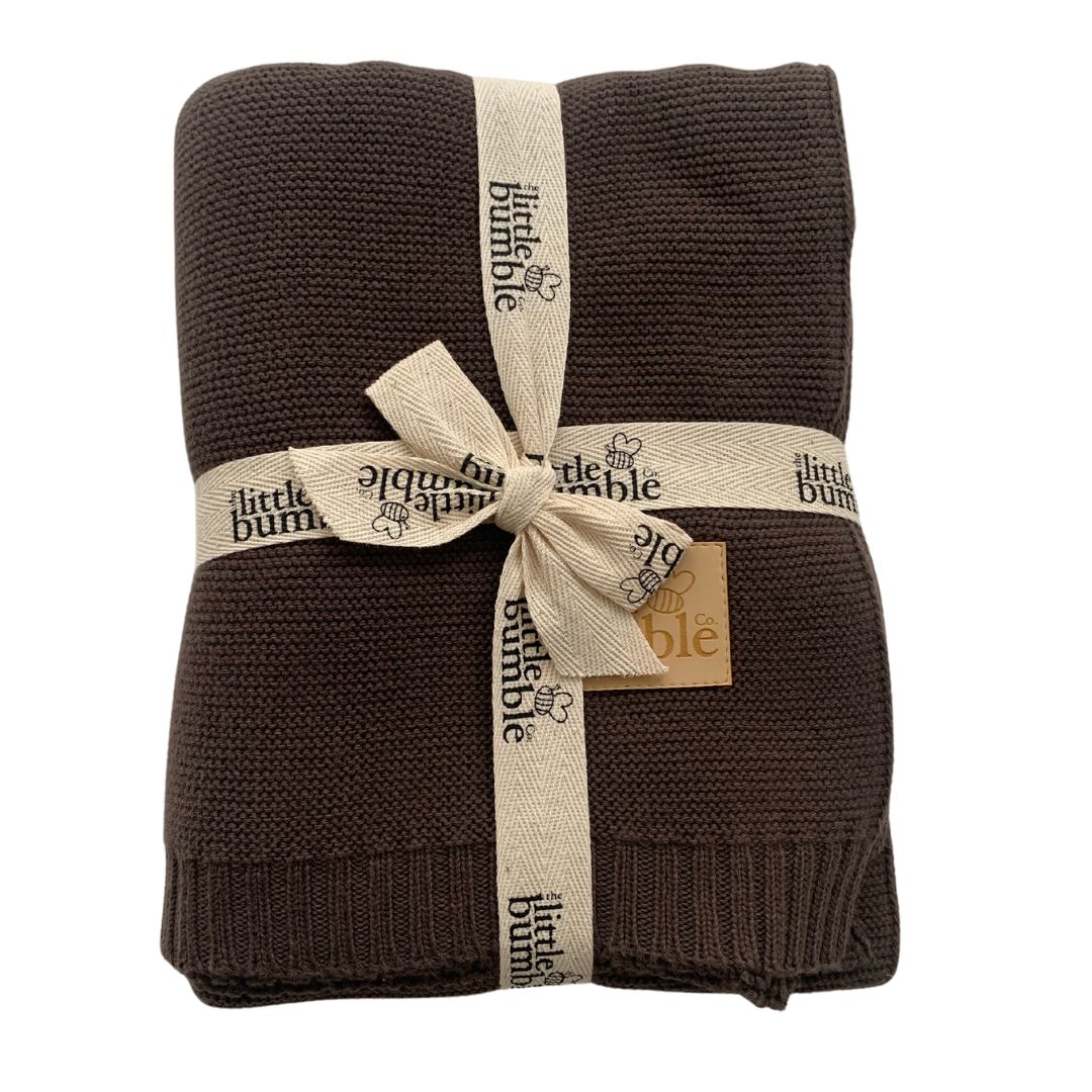 Luxury Knitted Blanket - Dark Cocoa - The Little Bumble Co.