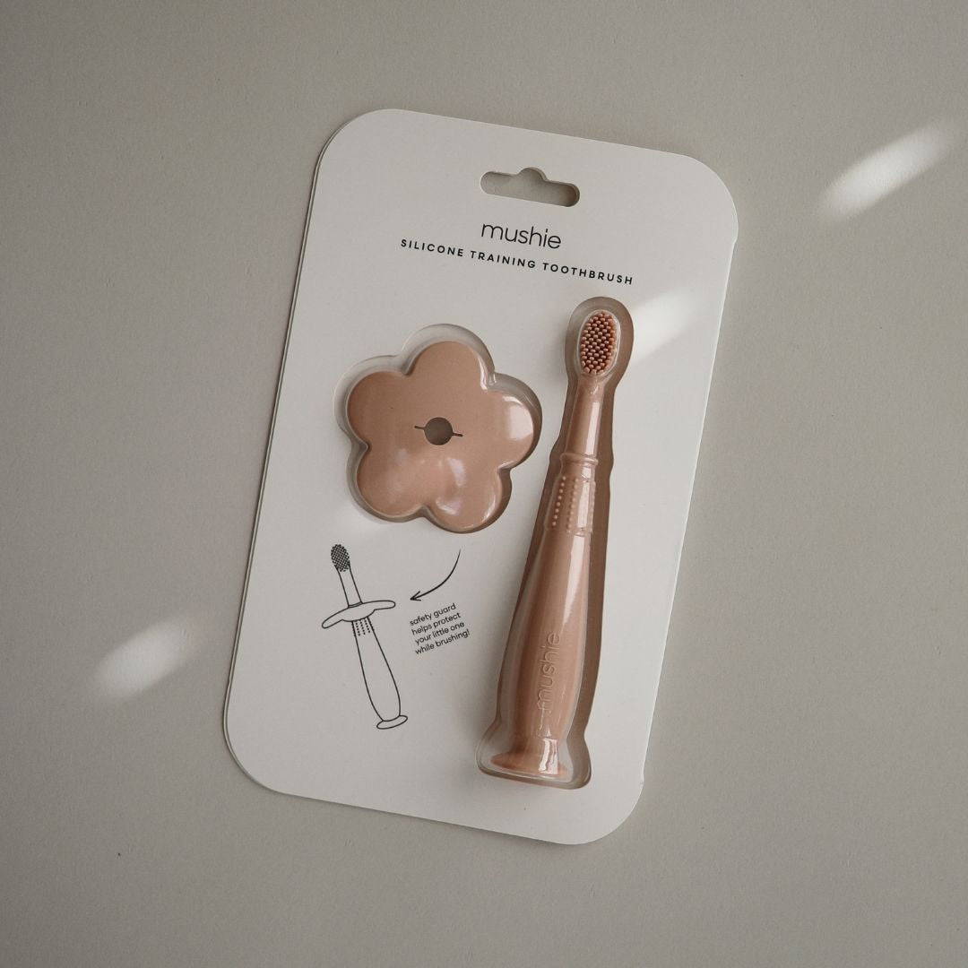 Mushie Flower Training Toothbrush - Blush - Mushie