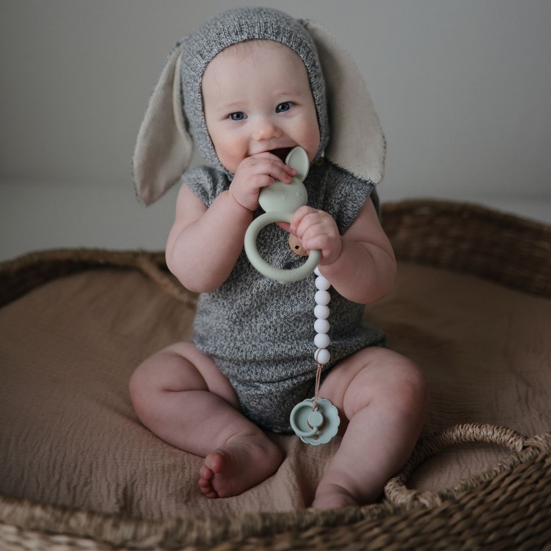 Mushie Silicone Teether - Bunny - Mushie
