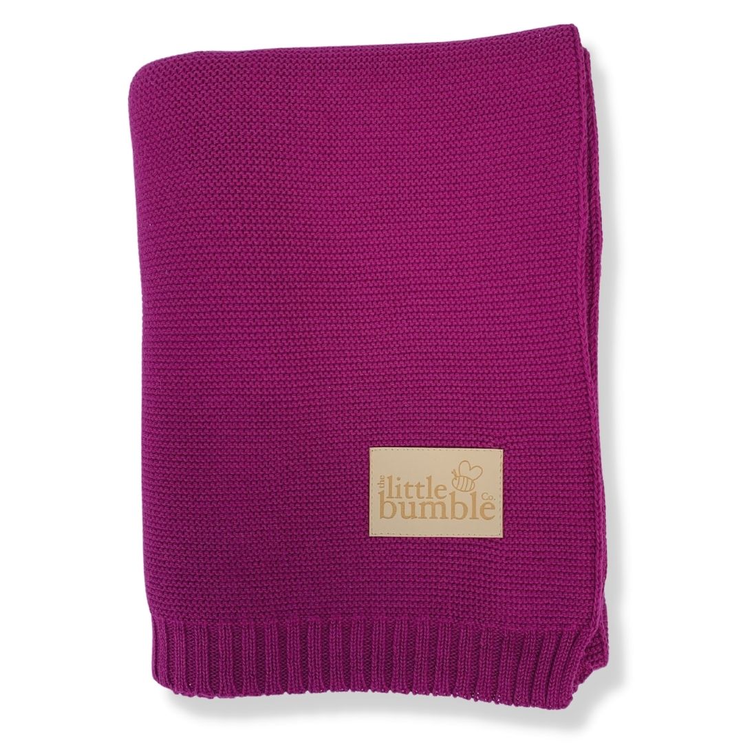 Luxury Knitted Blanket - Raspberry - The Little Bumble Co.