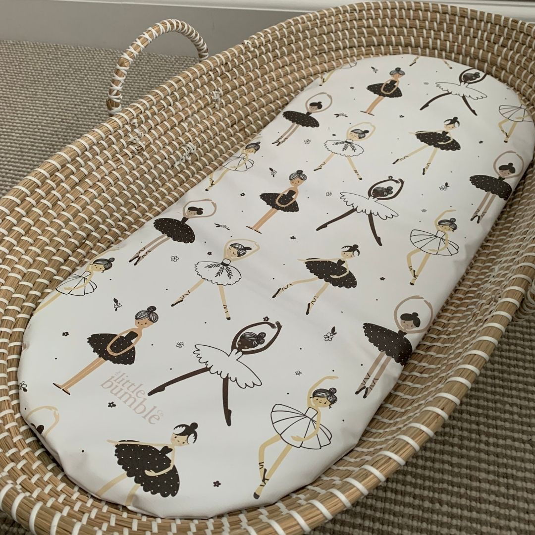 Changing Basket Mat Liner - Monochrome Ballet - The Little Bumble Co.