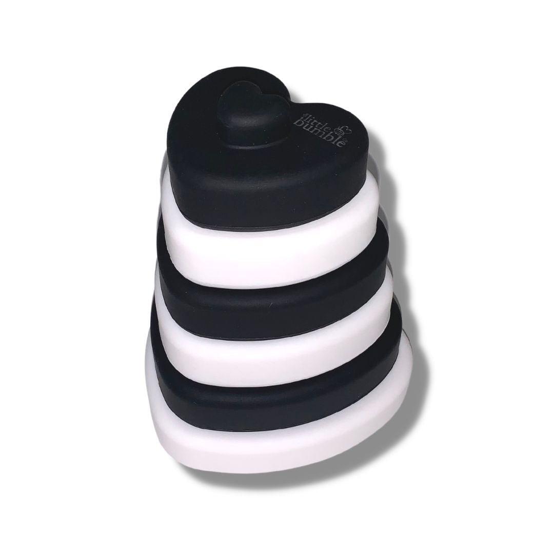 Silicone Stacking Hearts - Monochrome - The Little Bumble Co.