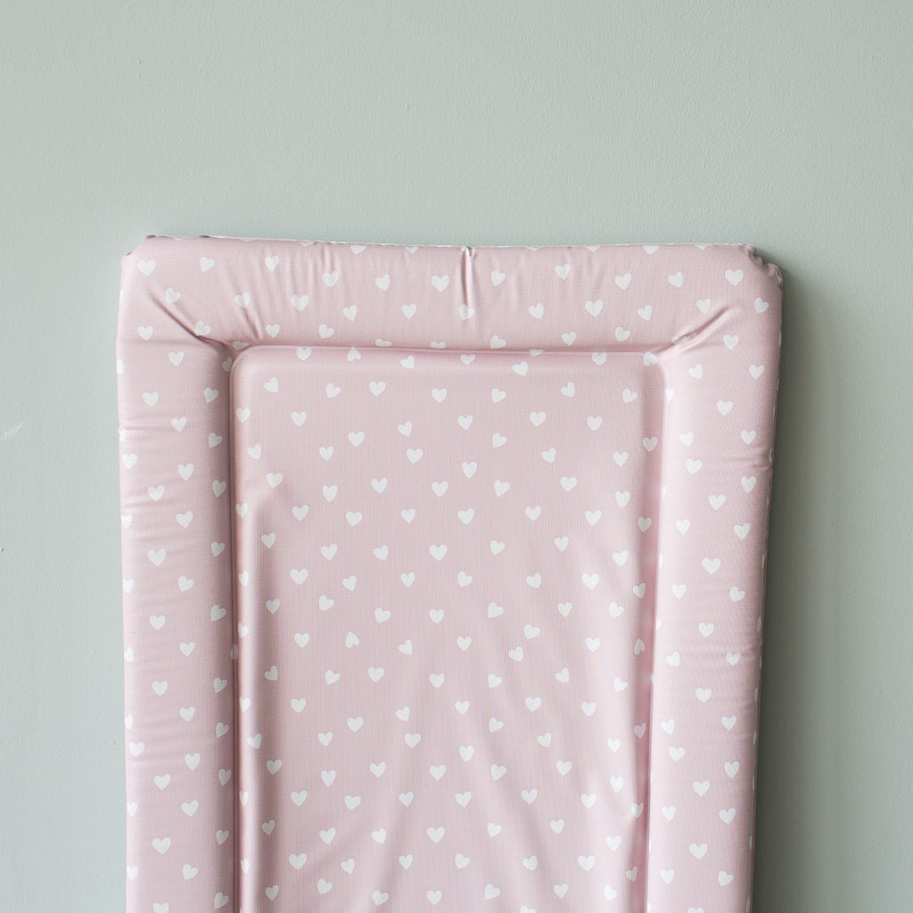 Standard Changing Mat - White Hearts - The Little Bumble Co.