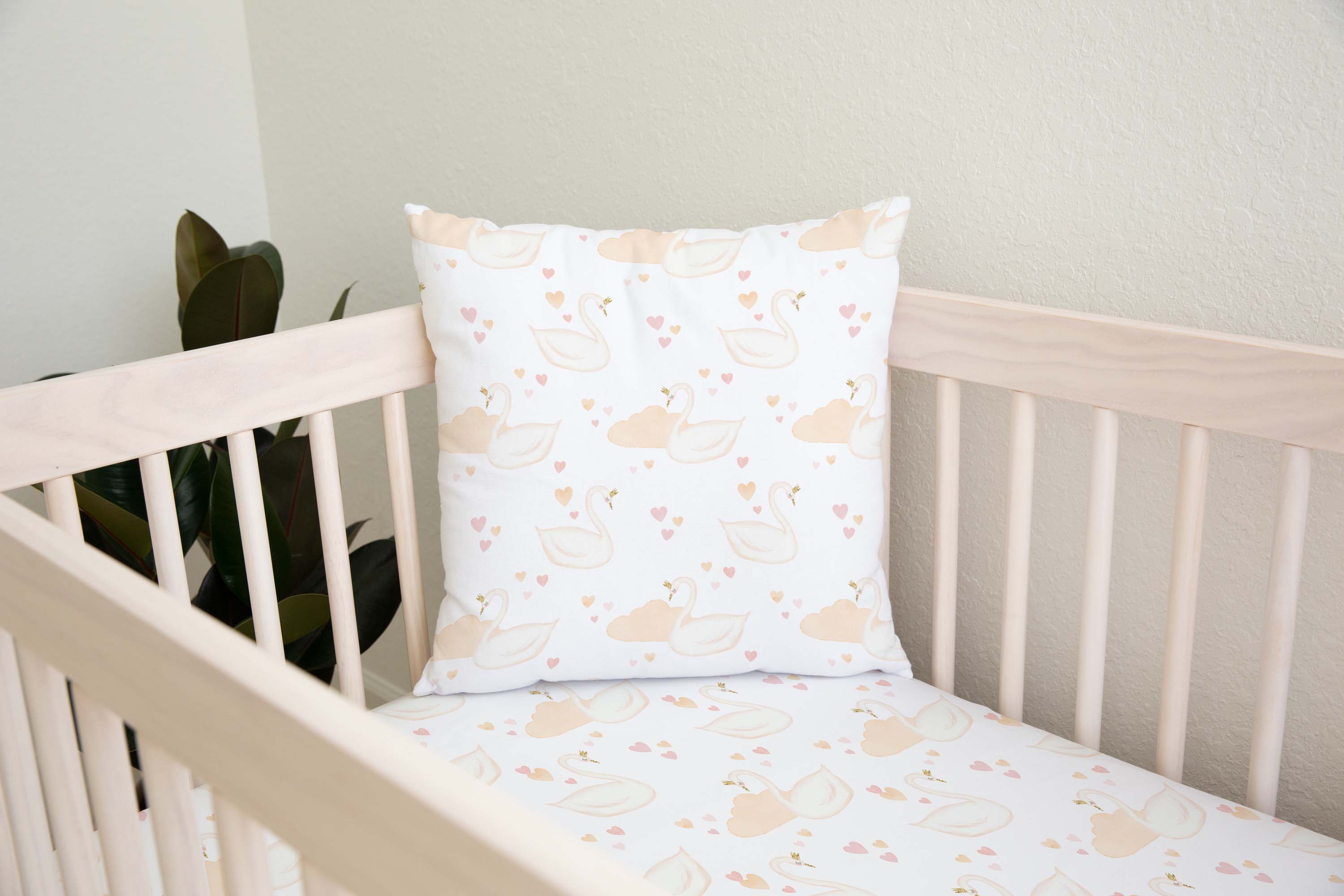 Fitted Muslin Cot Sheet - Swan Princess - The Little Bumble Co.
