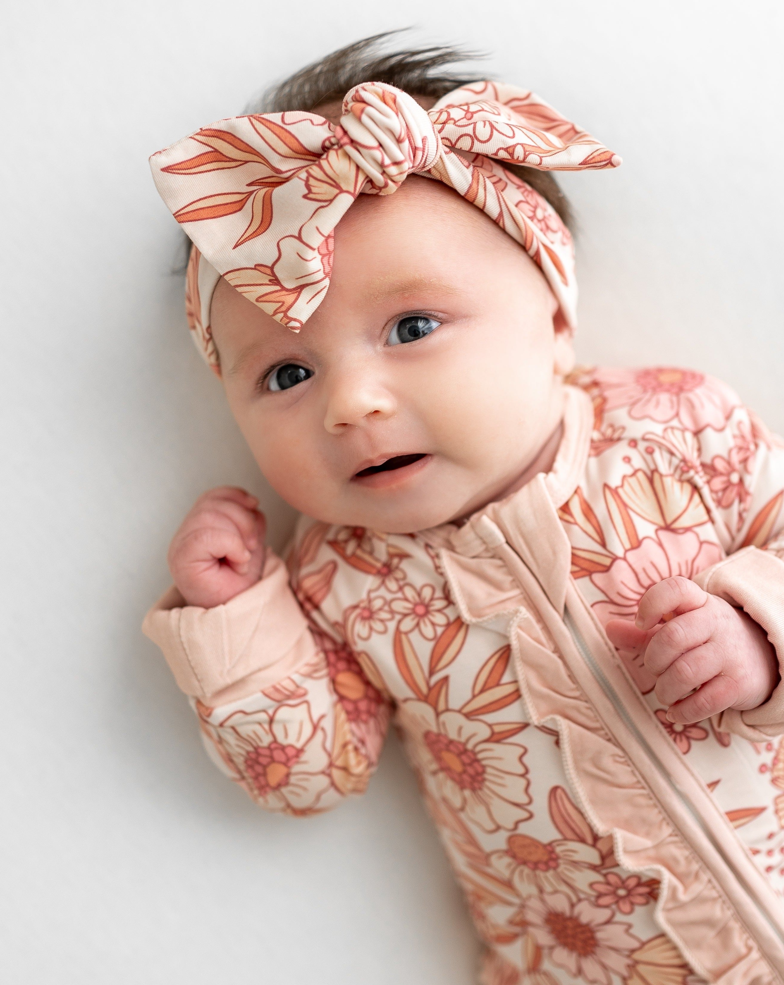 Retro Floral 2 Way Zip Ruffle Sleepsuit