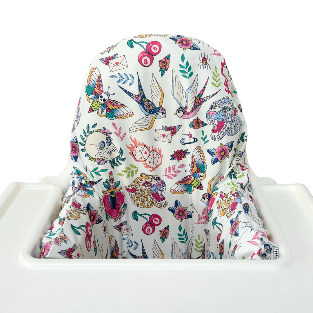 Waterproof Highchair Cushion Cover - Bright Tattoo