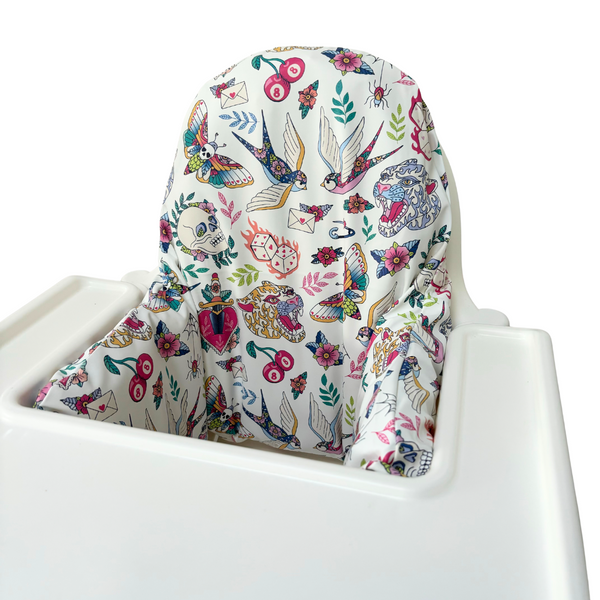 Waterproof Highchair Cushion Cover - Bright Tattoo