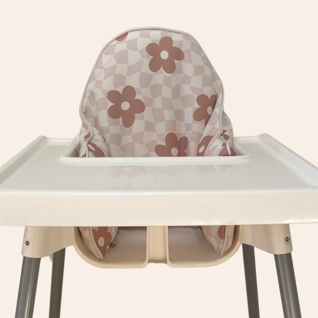 Highchair Cushion Cover - Wavy Check Floral