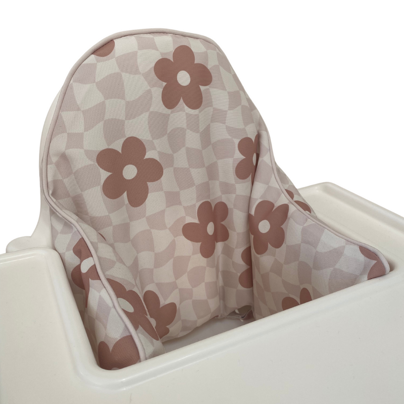 Highchair Cushion Cover - Wavy Check Floral