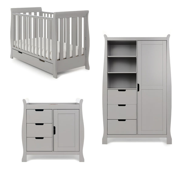 Stamford Mini Sleigh 3 Piece Room Set - Warm Grey