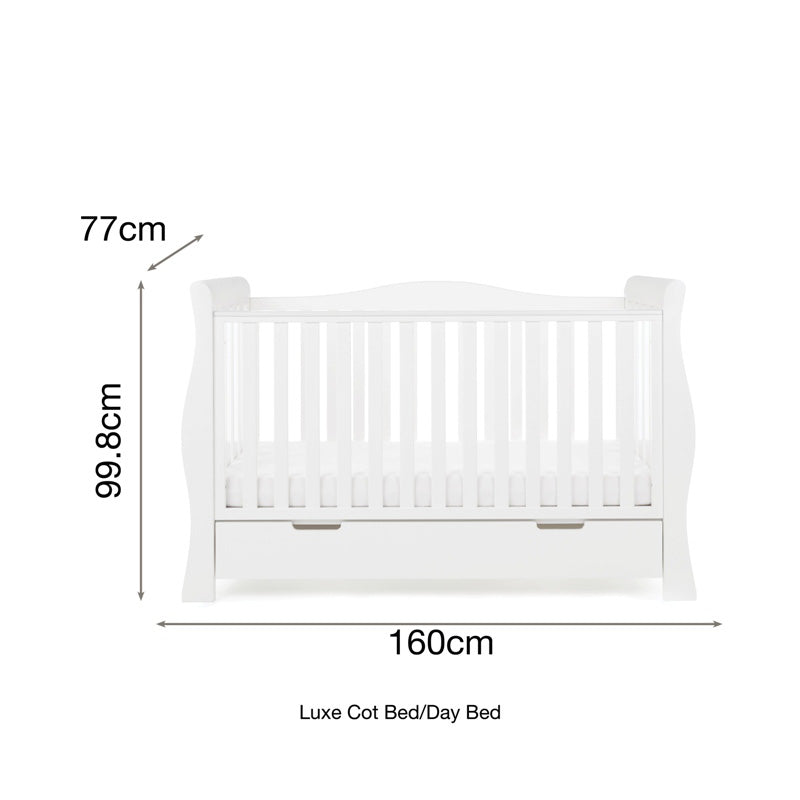 Stamford Luxe Sleigh Cot Bed - White