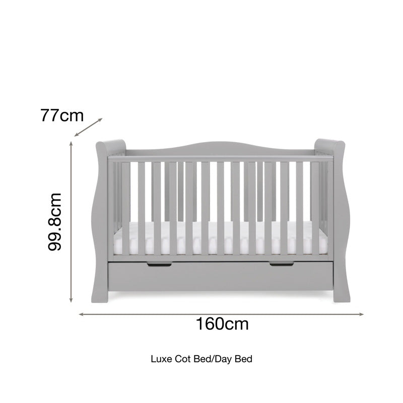 Stamford Luxe Sleigh Cot Bed - Warm Grey