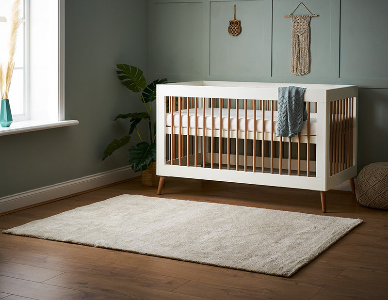 Maya Cot Bed - White with Natural