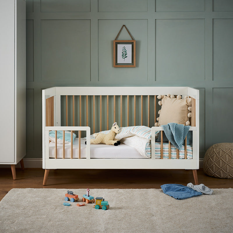 Maya Cot Bed - White with Natural