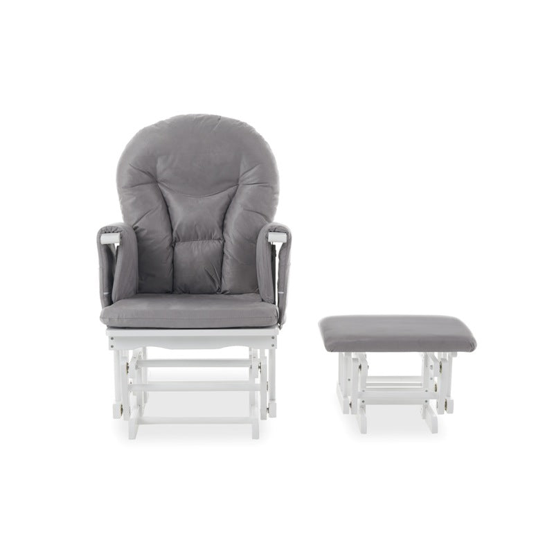 Reclining Glider Chair and Stool - White/Grey