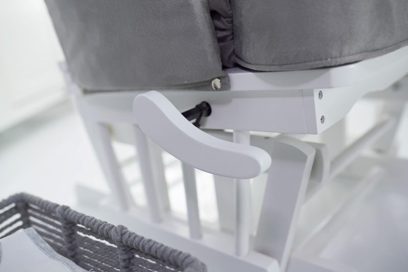 Deluxe Reclining Glider Chair and Stool - White/Grey