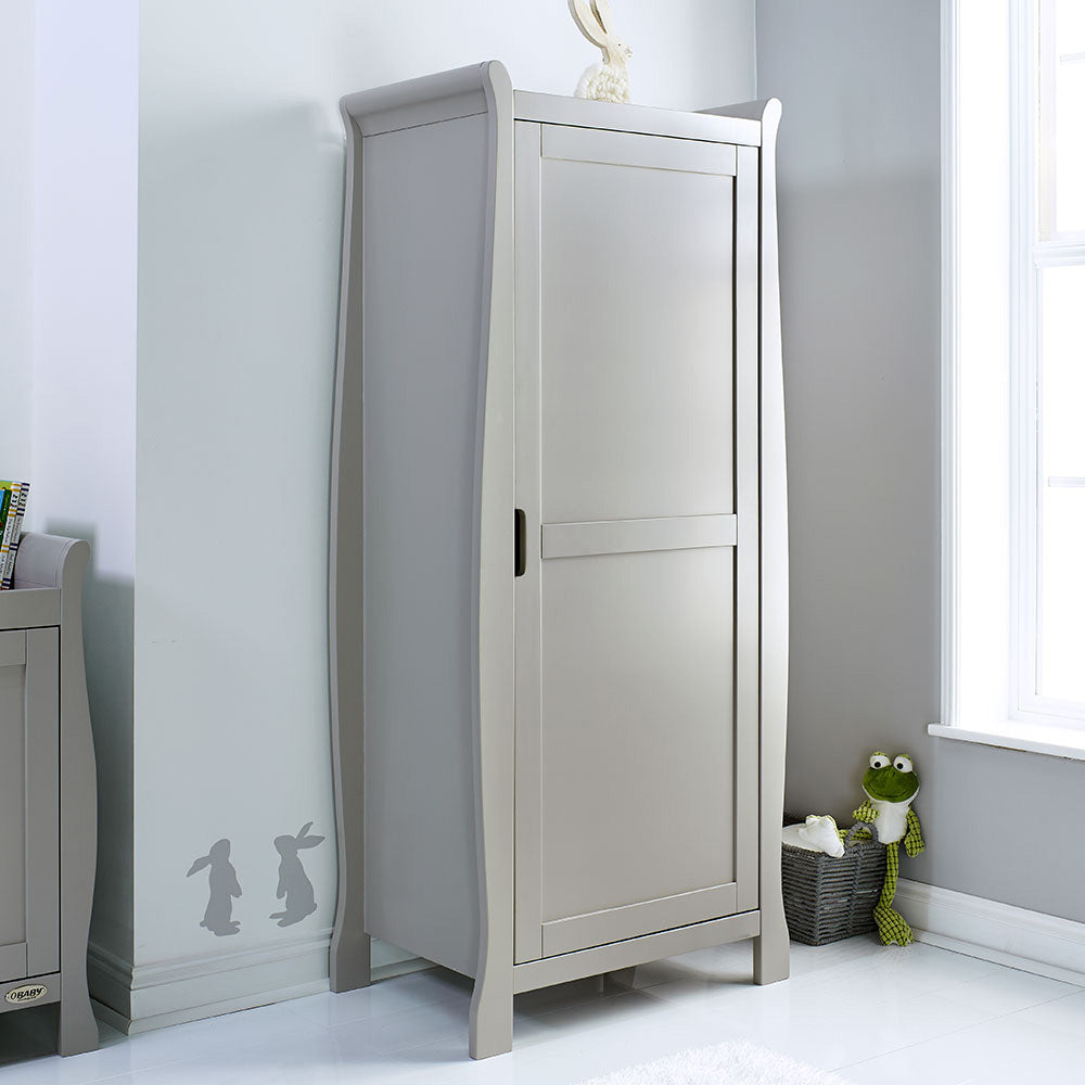 Stamford Sleigh Single Wardrobe - Warm Grey