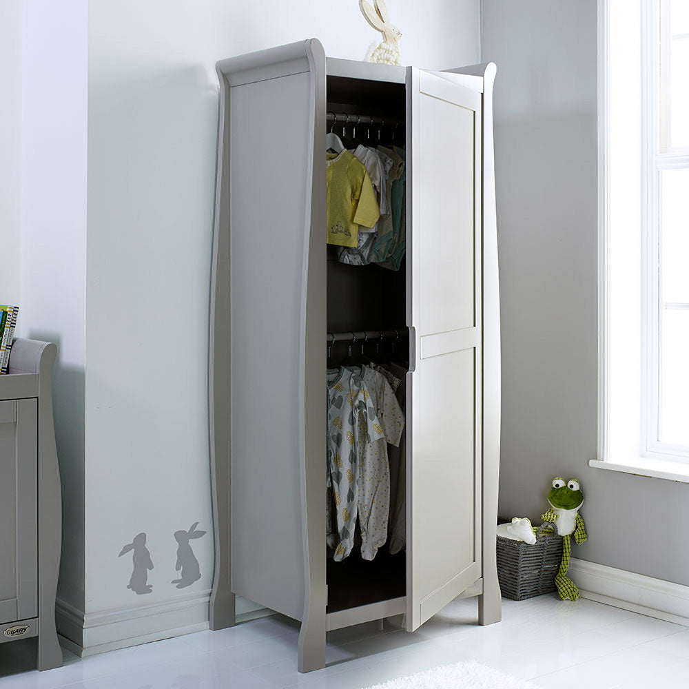 Stamford Sleigh Single Wardrobe - Warm Grey