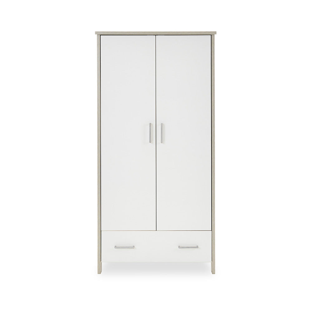 Nika Double Wardrobe - Grey Wash with White