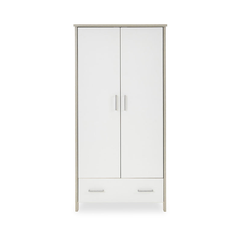 Nika Double Wardrobe - Grey Wash with White