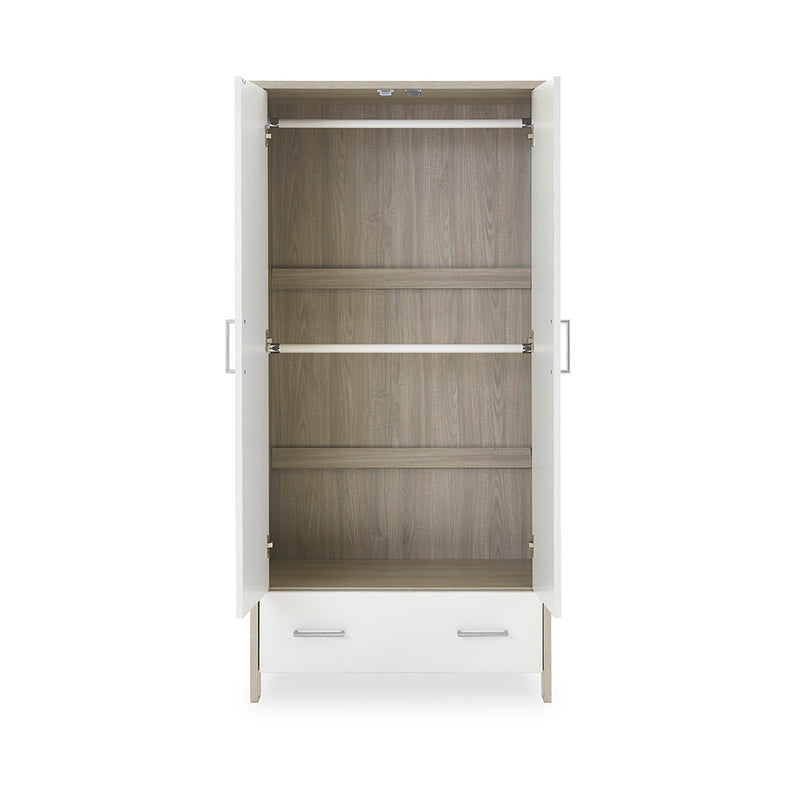 Nika Double Wardrobe - Grey Wash with White