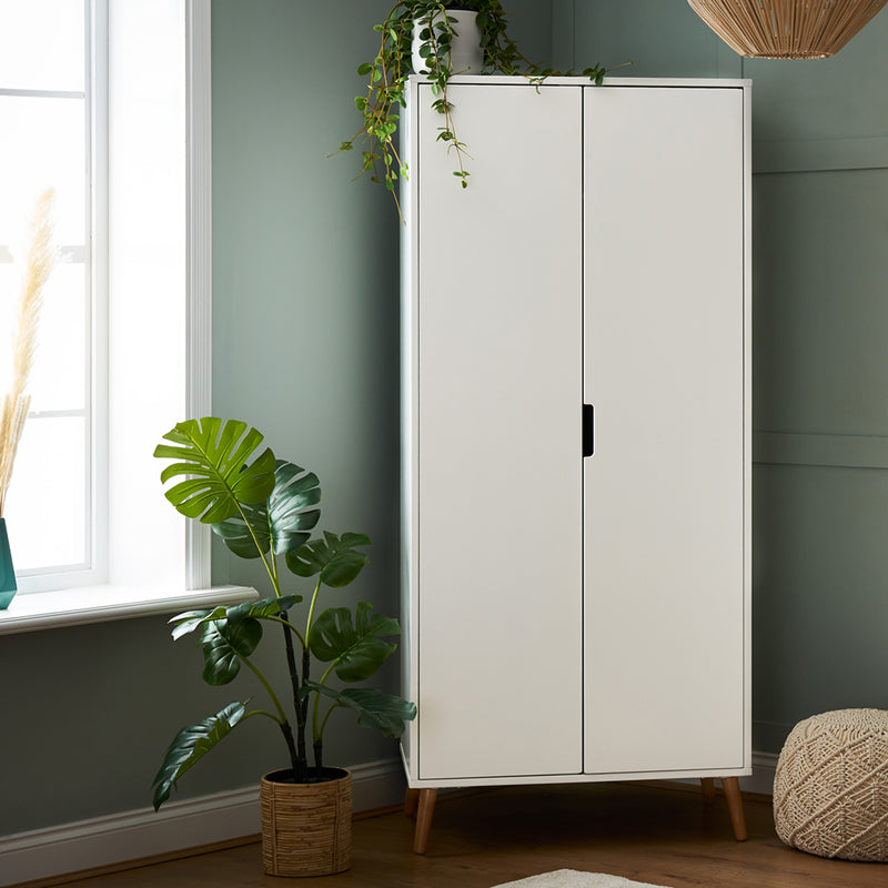 Maya Double Wardrobe - White with Natural