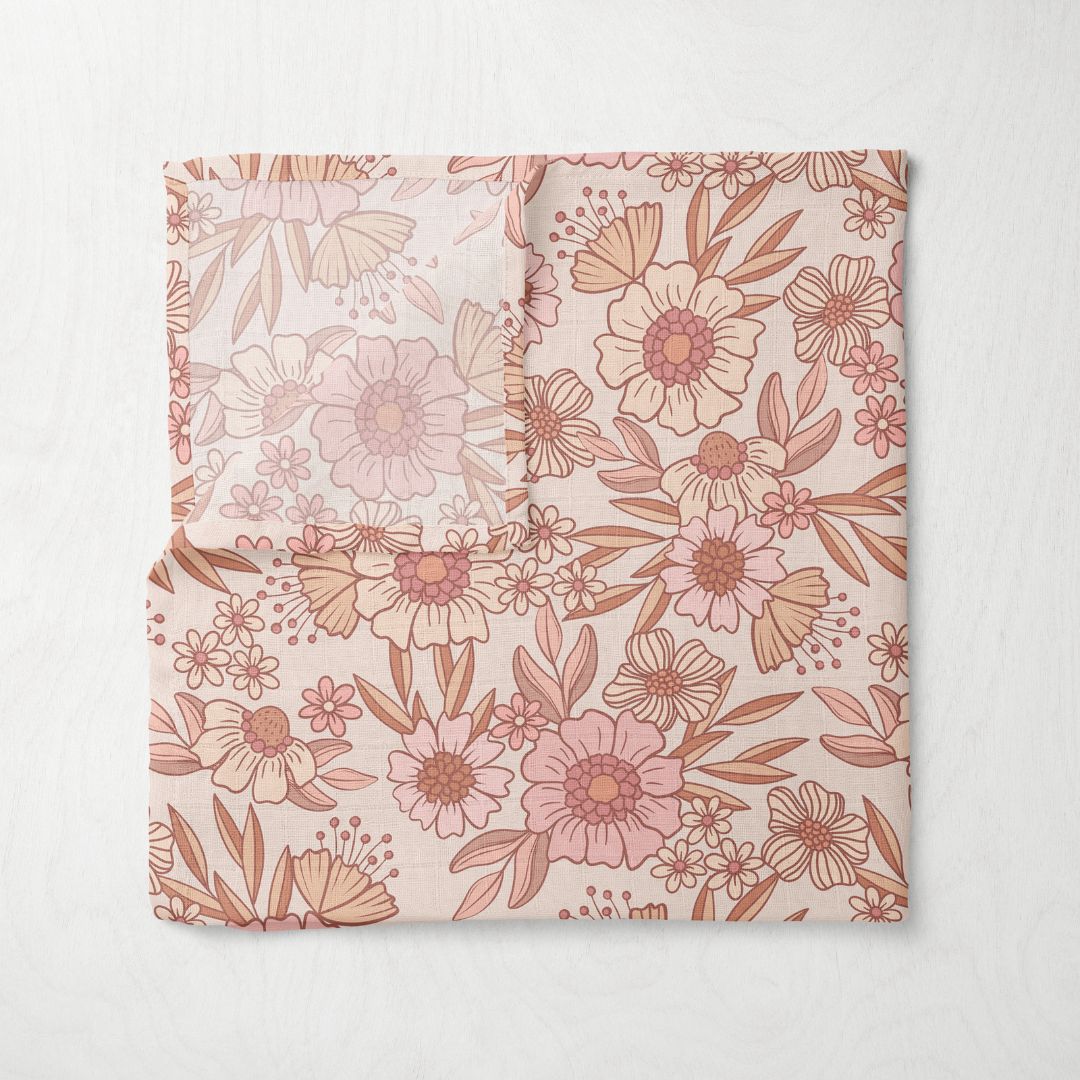 Bamboo Muslin Swaddle - Retro Floral