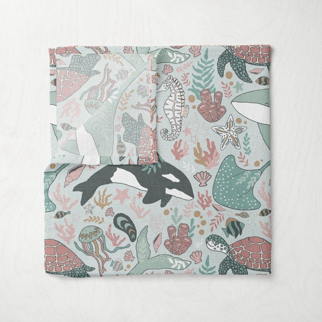 Bamboo Muslin Swaddle - Ocean Parade