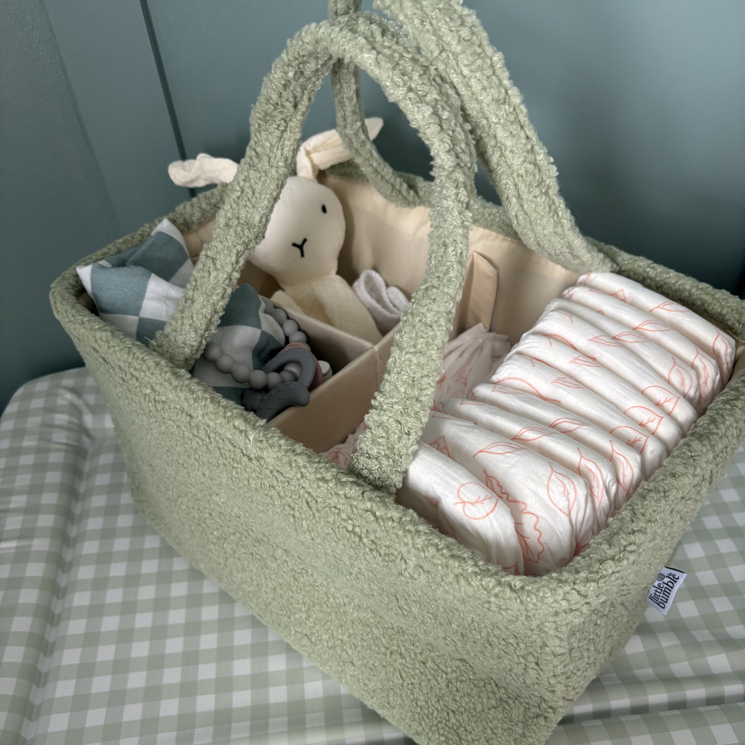 Bouclé Teddy Nappy Caddy - Sage