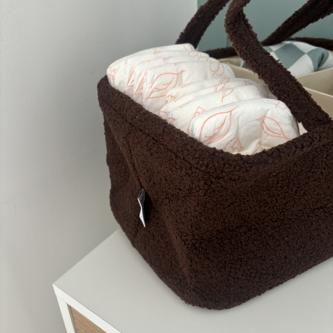 Bouclé Teddy Nappy Caddy - Cocoa